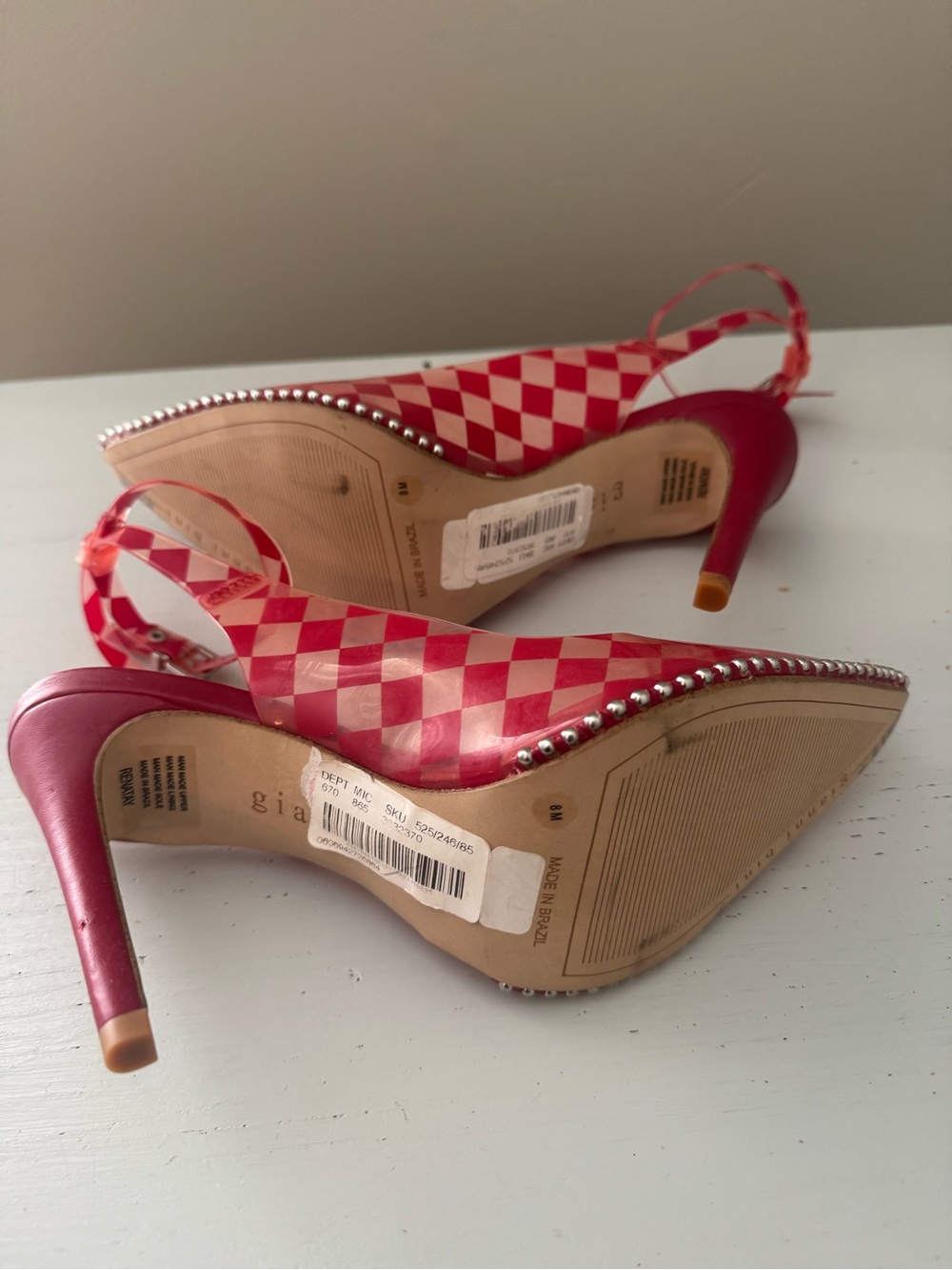 Gianni nini Red Patterned Ankle-Strap Heels - Picture 5 of 8